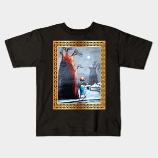 African Artwork, African Woman with Tree Kids T-Shirt